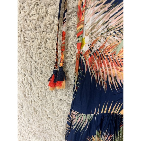 Terra Sky Maxi Dress 3X Tropical Floral Tiered Ruffle Sleeveless Beach Cruise - Picture 2 of 10